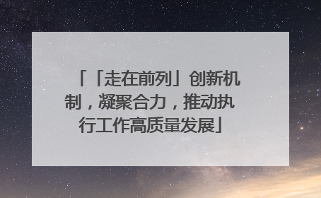 「走在前列」创新机制，凝聚合力，推动执行工作高质量发展