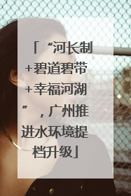 “河长制+碧道碧带+幸福河湖”，广州推进水环境提档升级