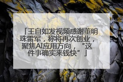 王自如发视频感谢董明珠雷军，称将再次创业，聚焦AI应用方向，“这件事确实来钱快”