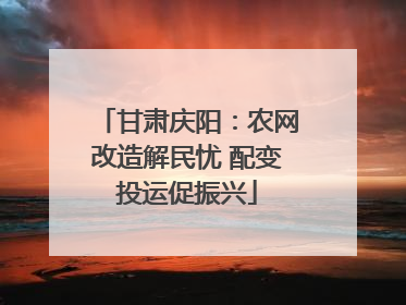 甘肃庆阳：农网改造解民忧 配变投运促振兴