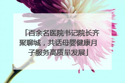 百余名医院书记院长齐聚聊城，共话母婴健康月子服务高质量发展