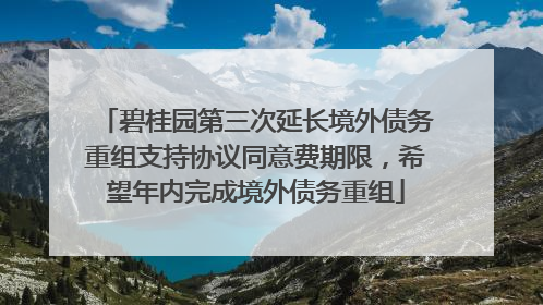 碧桂园第三次延长境外债务重组支持协议同意费期限，希望年内完成境外债务重组