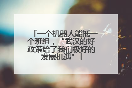 一个机器人能抵一个班组，“武汉的好政策给了我们极好的发展机遇”