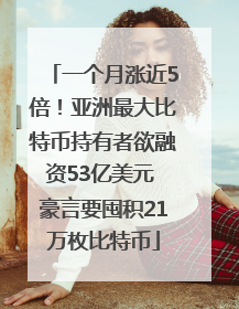 一个月涨近5倍！亚洲最大比特币持有者欲融资53亿美元 豪言要囤积21万枚比特币