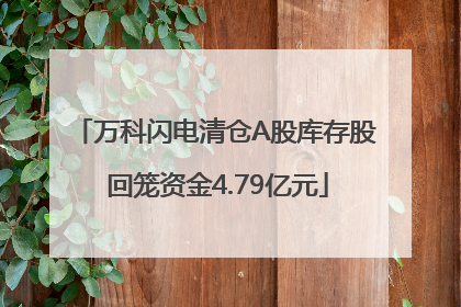 万科闪电清仓A股库存股 回笼资金4.79亿元