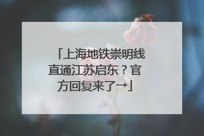 上海地铁崇明线直通江苏启东？官方回复来了→