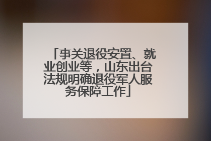 事关退役安置、就业创业等，山东出台法规明确退役军人服务保障工作