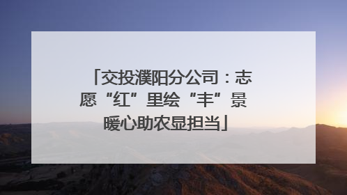 交投濮阳分公司：志愿“红”里绘“丰”景 暖心助农显担当