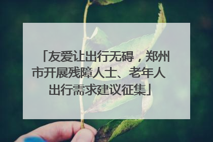 友爱让出行无碍，郑州市开展残障人士、老年人出行需求建议征集