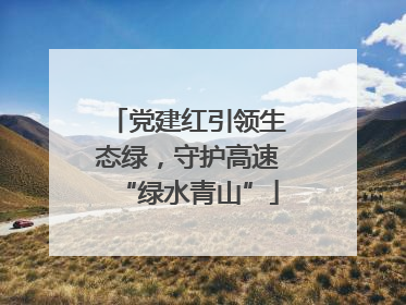 党建红引领生态绿，守护高速“绿水青山”