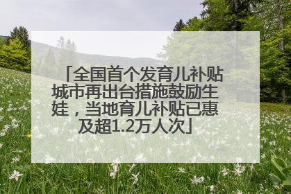 全国首个发育儿补贴城市再出台措施鼓励生娃，当地育儿补贴已惠及超1.2万人次
