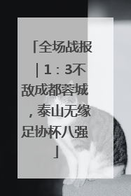 全场战报｜1：3不敌成都蓉城，泰山无缘足协杯八强