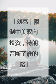 刘亮｜限制中美双向投资，特朗普断了谁的路