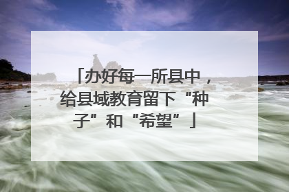 办好每一所县中，给县域教育留下“种子”和“希望”