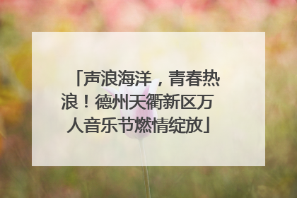声浪海洋，青春热浪！德州天衢新区万人音乐节燃情绽放
