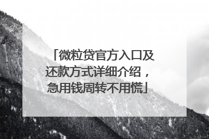微粒贷官方入口及还款方式详细介绍，急用钱周转不用慌