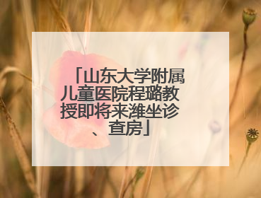 山东大学附属儿童医院程璐教授即将来潍坐诊、查房