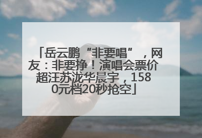岳云鹏“非要唱”，网友：非要挣！演唱会票价超汪苏泷华晨宇，1580元档20秒抢空