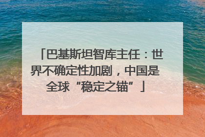 巴基斯坦智库主任：世界不确定性加剧，中国是全球“稳定之锚”