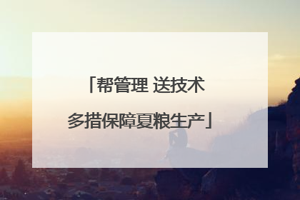帮管理 送技术 多措保障夏粮生产