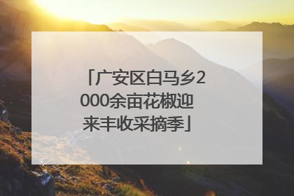 广安区白马乡2000余亩花椒迎来丰收采摘季