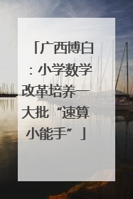 广西博白：小学数学改革培养一大批“速算小能手”