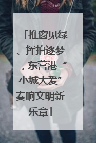 推窗见绿、挥拍逐梦，东营港“小城大爱”奏响文明新乐章