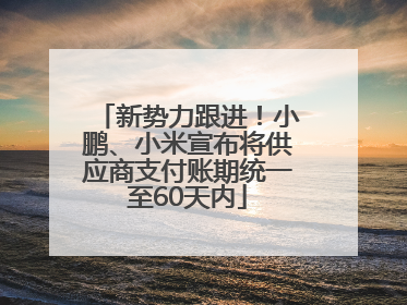 新势力跟进！小鹏、小米宣布将供应商支付账期统一至60天内