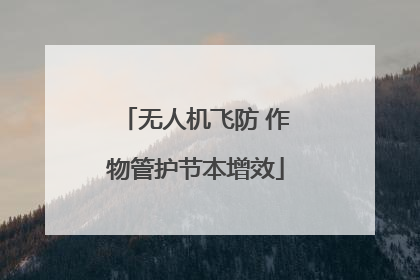 无人机飞防 作物管护节本增效