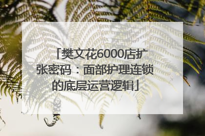 樊文花6000店扩张密码：面部护理连锁的底层运营逻辑