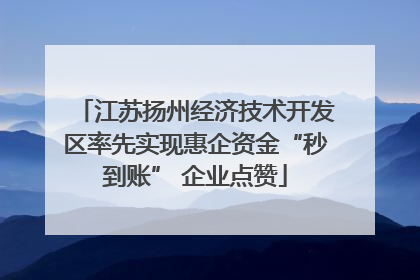 江苏扬州经济技术开发区率先实现惠企资金“秒到账” 企业点赞