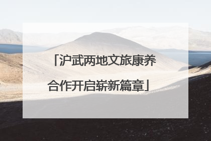 沪武两地文旅康养合作开启崭新篇章