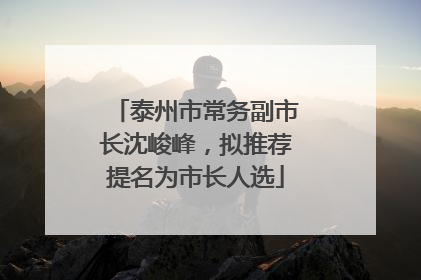 泰州市常务副市长沈峻峰，拟推荐提名为市长人选