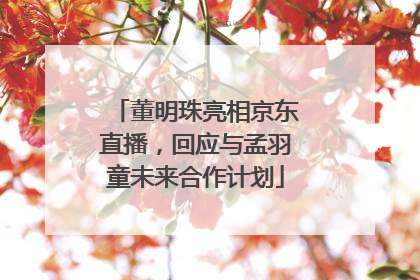 董明珠亮相京东直播，回应与孟羽童未来合作计划