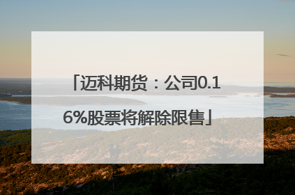 迈科期货：公司0.16%股票将解除限售