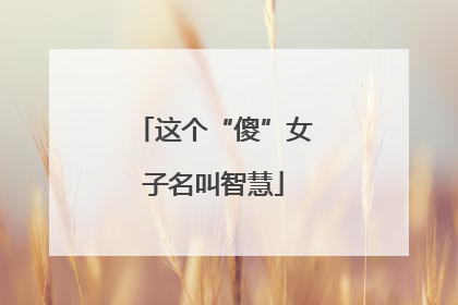 这个“傻”女子名叫智慧