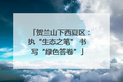 贺兰山下西夏区：执“生态之笔” 书写“绿色答卷”