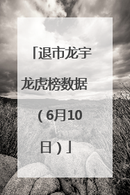 退市龙宇龙虎榜数据（6月10日）
