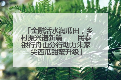 金融活水润瓜田，乡村振兴谱新篇——民泰银行舟山分行助力朱家尖西瓜甜蜜升级