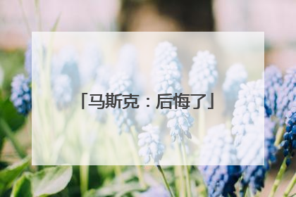 马斯克：后悔了