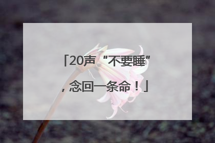 20声“不要睡”，念回一条命！