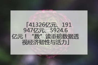 41326亿元、191947亿元、5924.6亿元！“数”读重磅数据透视经济韧性与活力