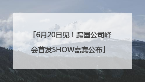 6月20日见！跨国公司峰会首发SHOW嘉宾公布